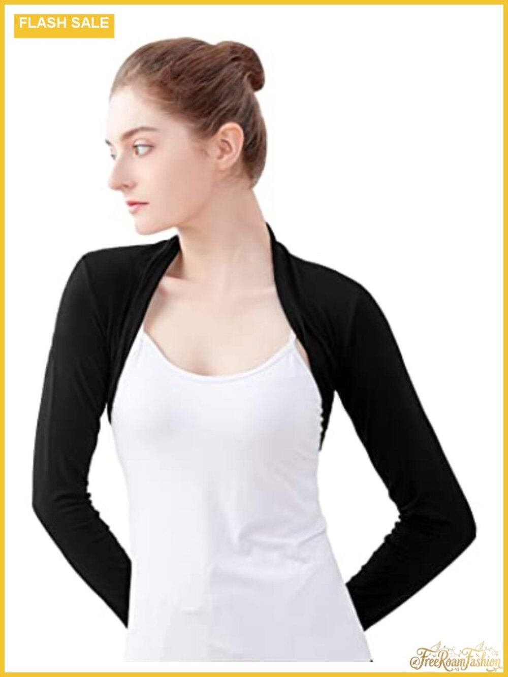 Modal Cotton Cropped Bolero Shrug Cardigan Long Sleeve Ballet Dance Top Warm Up